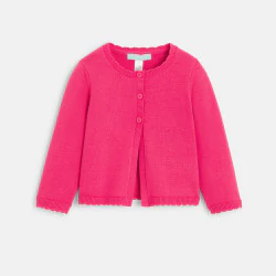 Gilet maille tricot rose foncé bébé fille