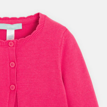 Gilet maille tricot rose foncé bébé fille