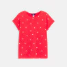 T-shirt manches courtes motif cœur rouge Fille