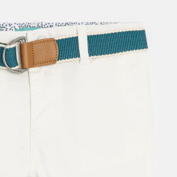 Bermuda coton chiné à ceinture tissu blanc bébé garçon