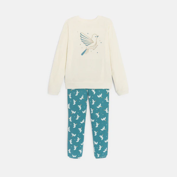 Pyjama 2 pièces motif oiseau Fille