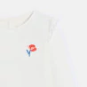 T-shirt côtelé à volants blanc bébé fille