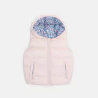 Doudoune sans manches réversible à capuche fleurie rose bébé fille