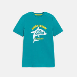 T-shirt manches courtes motif requin bleu Garçon