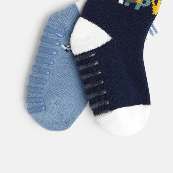 Chaussettes anti-glisse bleu bébé garçon