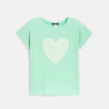 T-shirt manches courtes motif cœur vert Fille