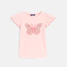 T-shirt manches courtes motif papillon rose Fille