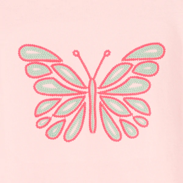 T-shirt manches courtes motif papillon rose Fille