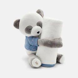 Doudou panda et plaid polaire blanc bébé naissance