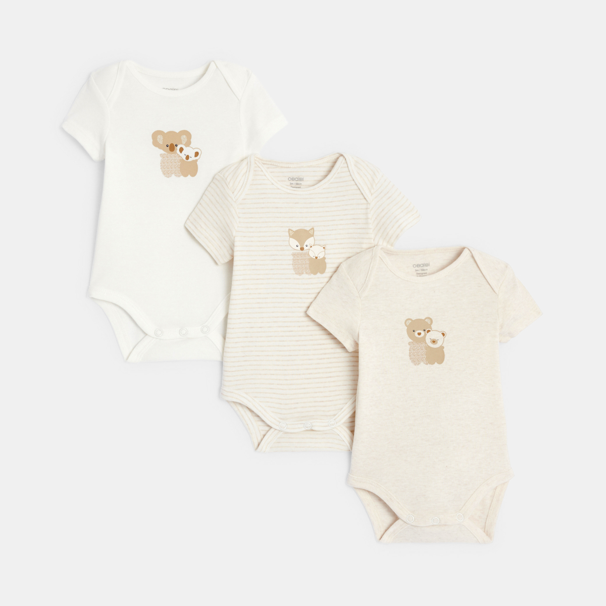 Body manches courtes col us beige bébé mixte (lot de 3) Body manches courtes col us beige bébé mixte (lot de 3)