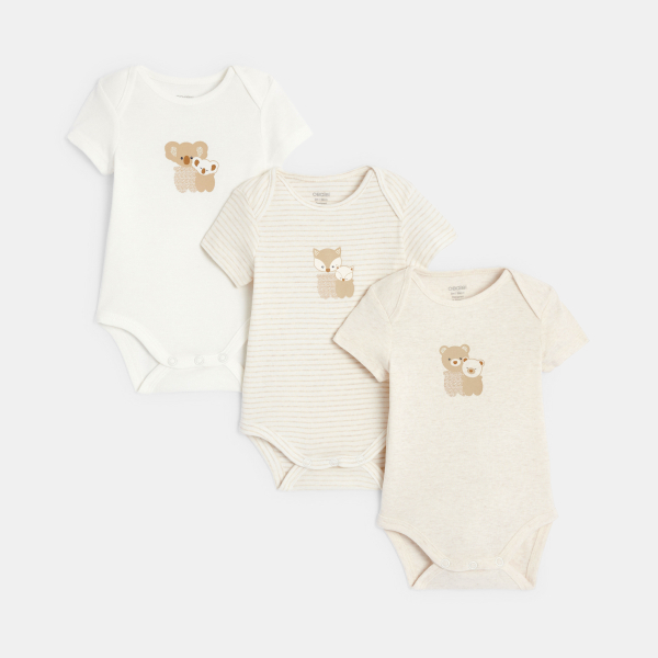 Body manches courtes col us beige bébé mixte (lot de 3) Body manches courtes col us beige bébé mixte (lot de 3)