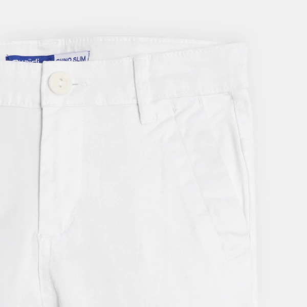 Pantalon chino en twill de coton uni blanc garçon