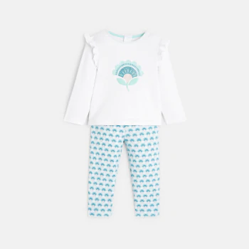 Pyjama fleuri bleu bébé fille