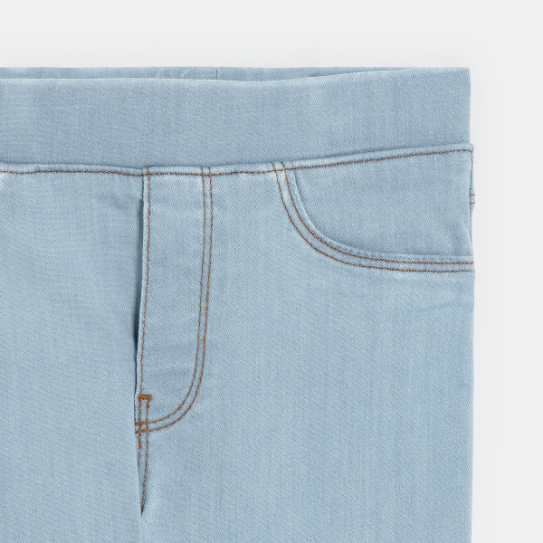 بنطال جيغينغ من الدنيم المغسول، باللون الأزرق للفتيات بنطال جيغينغ من الدنيم المغسول، باللون الأزرق للفتيات