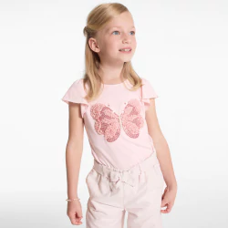 T-shirt motif papillon rose Fille