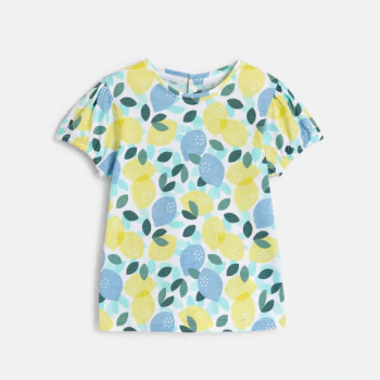 T-shirt citrons bleu bébé fille
