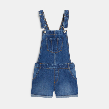 Salopette-short en jean bleu Fille