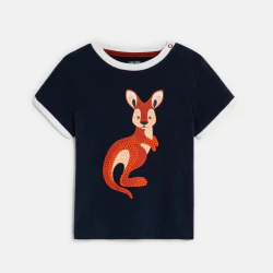 T-shirt sensoriel kangourou bleu foncé bébé garçon