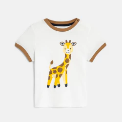 T-shirt sensoriel girafe blanc bébé garçon