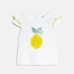 T-shirt volants imprimé citron blanc bébé fille