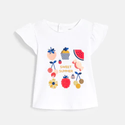 T-shirt impression fruits blanc bébé fille