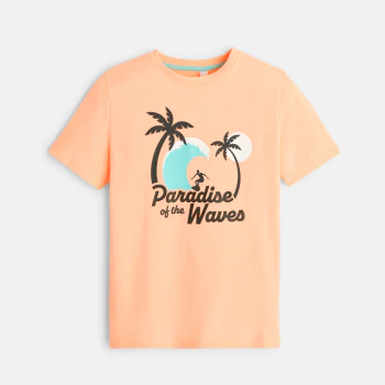 T-shirt manches courtes à motif palmier orange Garçon