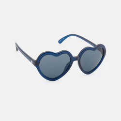 نظارات شمسية بتصميم على شكل قلب باللون الأزرق، للفتيات