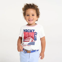 T-shirt maille piquée bateau blanc bébé garçon
