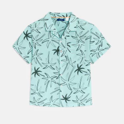 Chemise hawaïenne motif palmier bleu Garçon