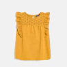 T-shirt broderie anglaise jaune Fille