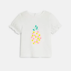 T-shirt sequins ananas blanc bébé fille