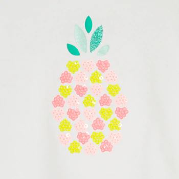 T-shirt sequins ananas blanc bébé fille