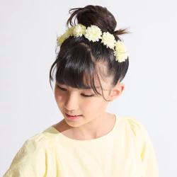 Headband couronne de fleurs jaune fille