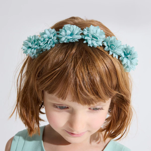 Headband couronne de fleurs vert fille