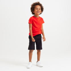 Bermuda slim en toile unie noir garçon