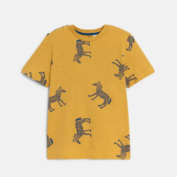 T-shirt manches courtes motif zèbre jaune Garçon
