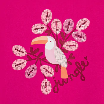 T-shirt motif toucan rose Fille