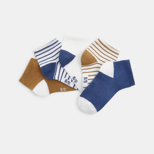 Chaussettes basses jacquard bleu bébé garçon (lot de 5) Chaussettes basses jacquard bleu bébé garçon (lot de 5)