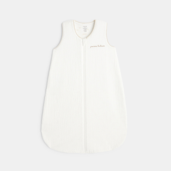 كيس نوم خفيف من الشاش القطني، باللون الأبيض لحديثي الولادة