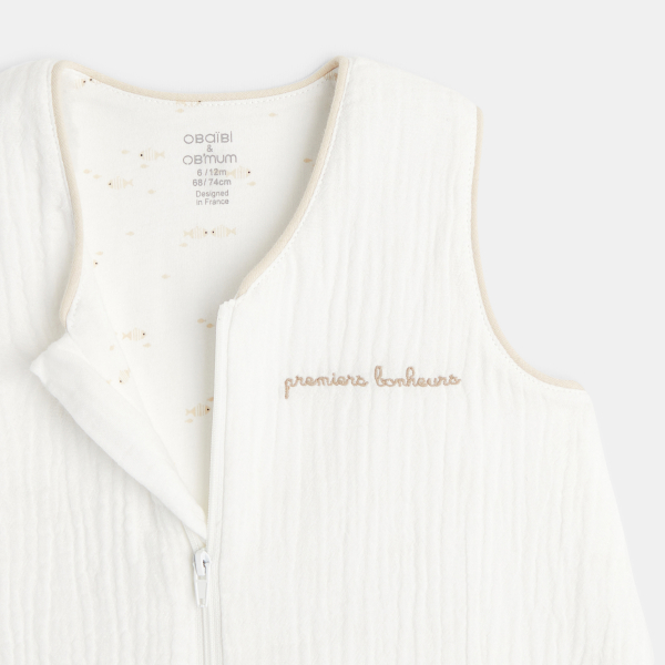 كيس نوم خفيف من الشاش القطني، باللون الأبيض لحديثي الولادة كيس نوم خفيف من الشاش القطني، باللون الأبيض لحديثي الولادة