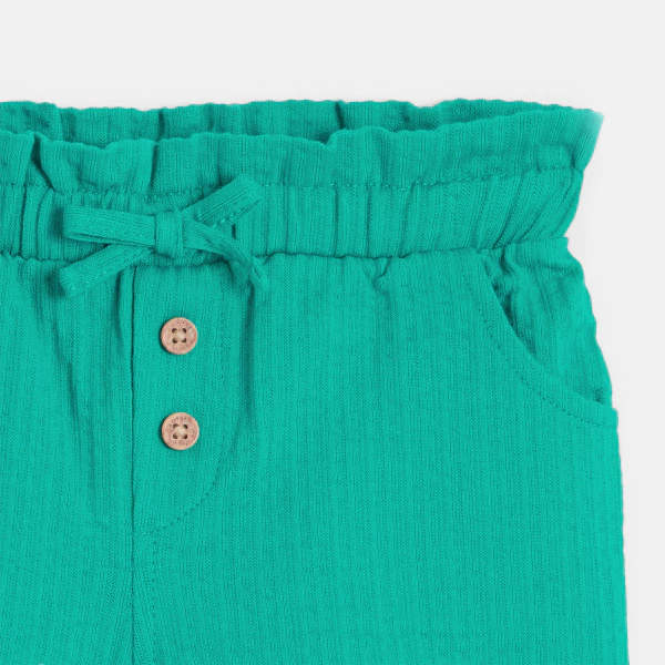 Short coton fantaisie léger vert bébé fille