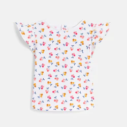 T-shirt fleuri blanc bébé fille