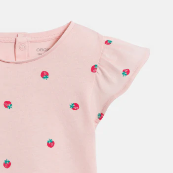 T-shirt à pois rose bébé fille