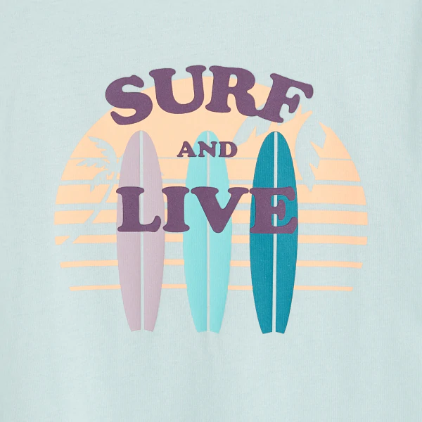 T-shirt manches courtes à motif surf bleu Garçon