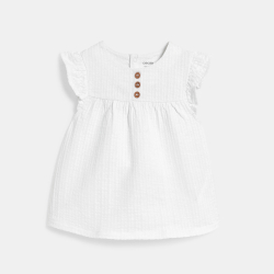 Blouse coton seersucker blanc bébé fille
