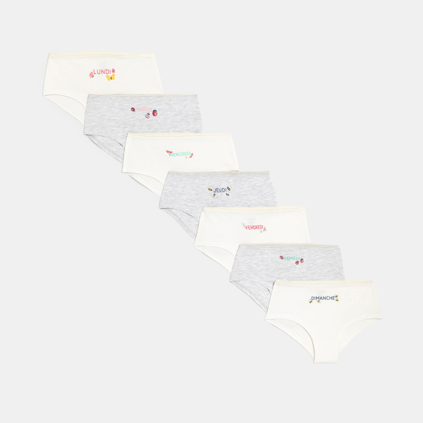 سراويل داخلية باللون الأبيض، للفتيات (مجموعة من 7) سراويل داخلية باللون الأبيض، للفتيات (مجموعة من 7)
