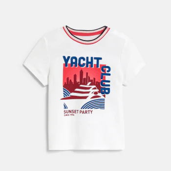 T-shirt maille piquée bateau blanc bébé garçon