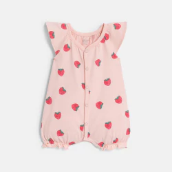 Combinaison courte imprimé fraises rose bébé fille