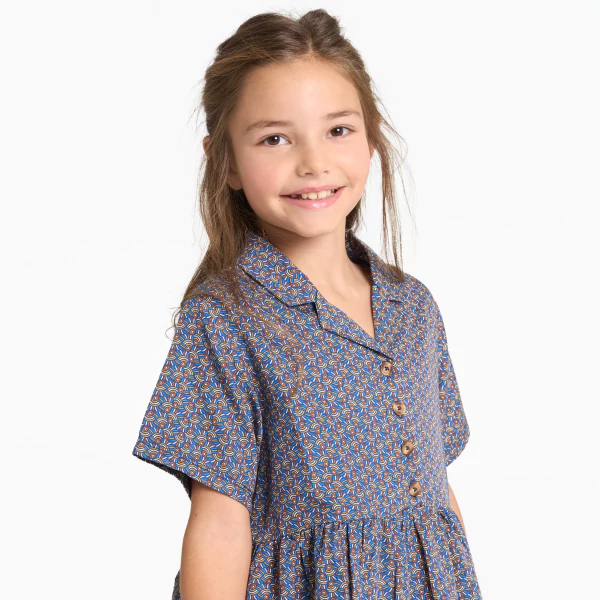 فستان بتصميم قميص بطبعة للفتيات