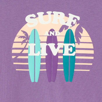 T-shirt manches courtes à motif surf violet Garçon